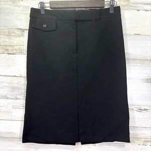 Benetton Womens‎ Black STRETCH Vintage Zip Front Pencil Skirt Size 6